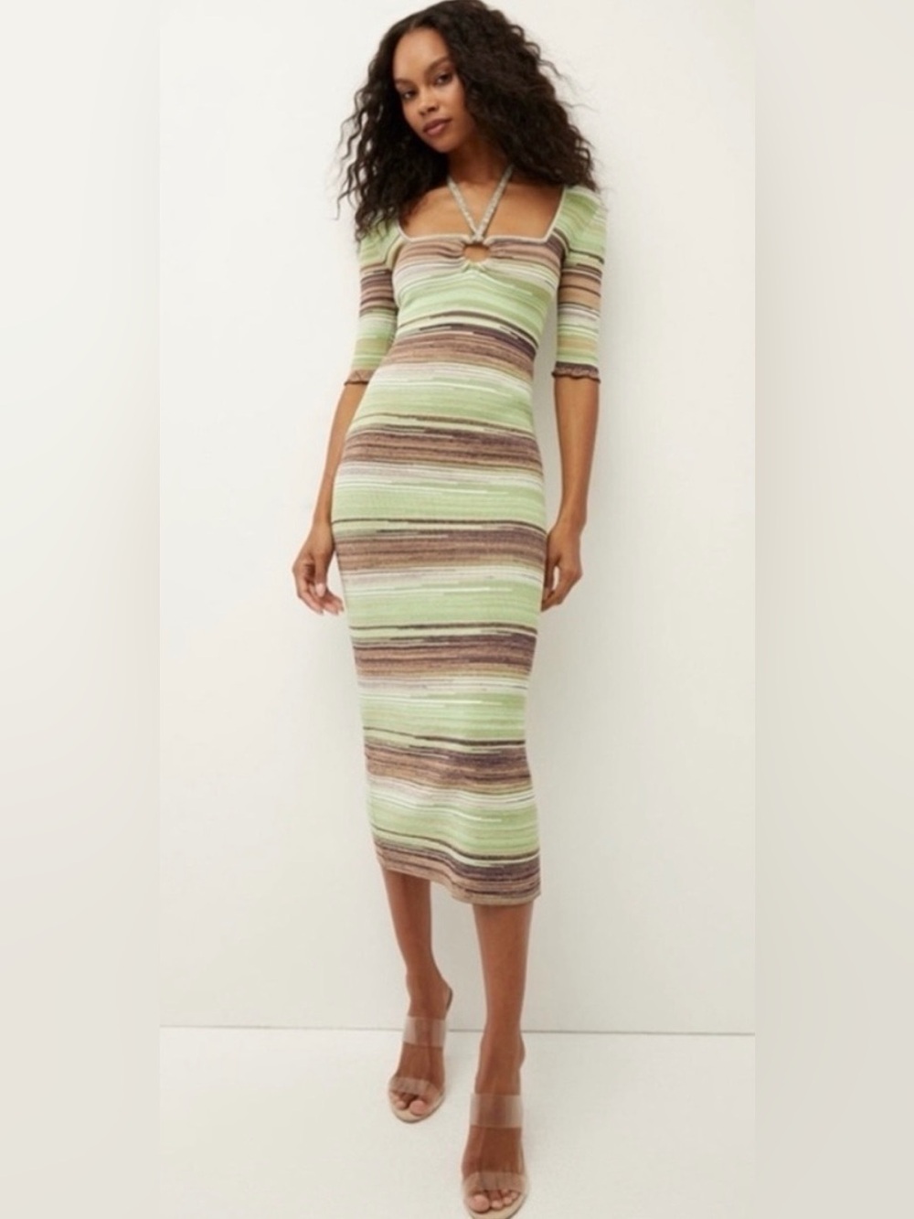 Veronica Beard Kante Striped Knit Midi Dress M NWOT
